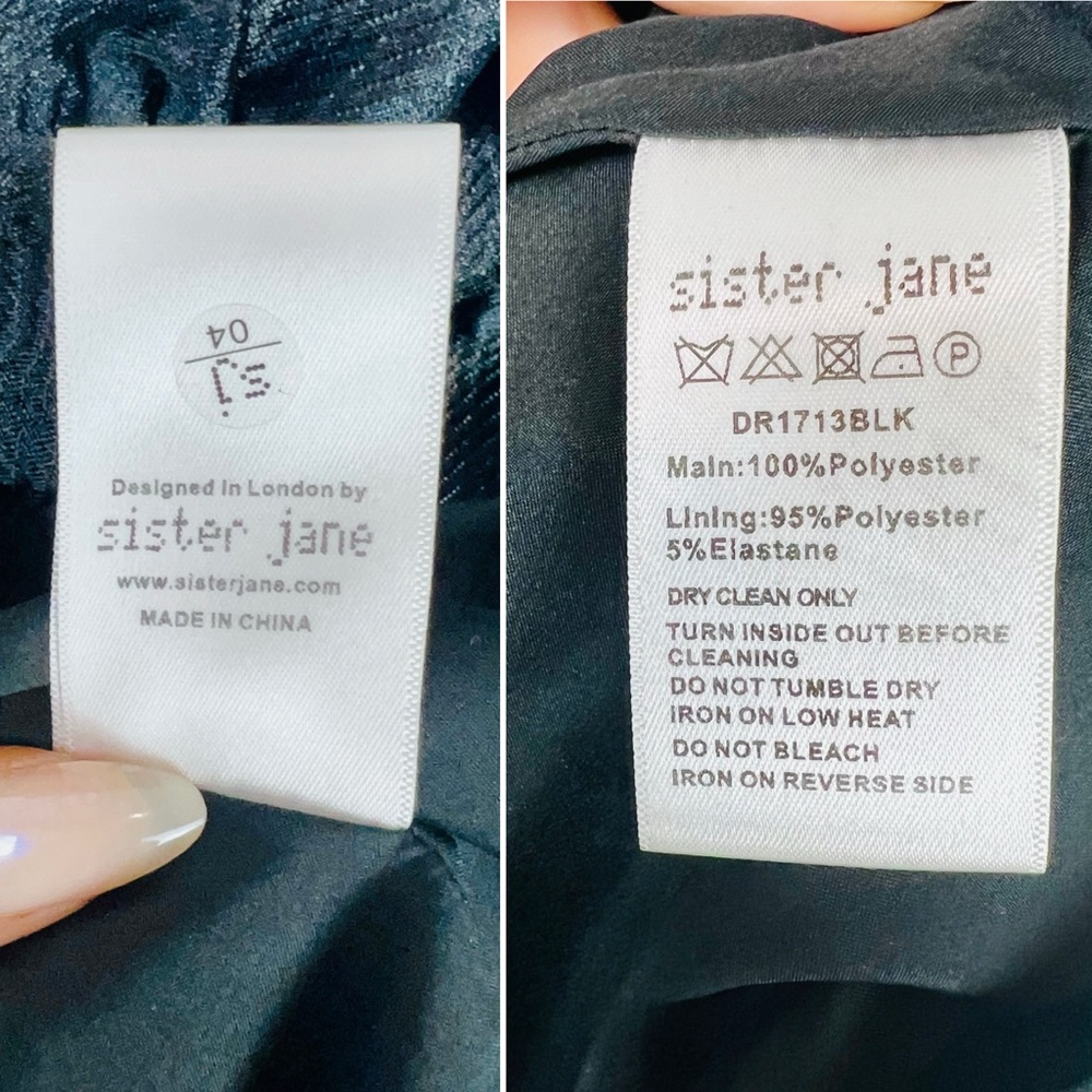 Sister Jane Pirouette Edwardian Goth Black Jacquard Mini Dress Medium Plus Size - Picture 8 of 12